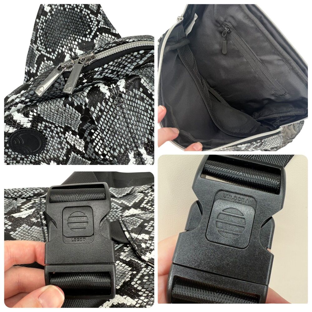 Tushbaby The Pack Diaper Bag Python Print Crossbody Fanny Waist Bag Pockets NWT - Picture 11 of 11
